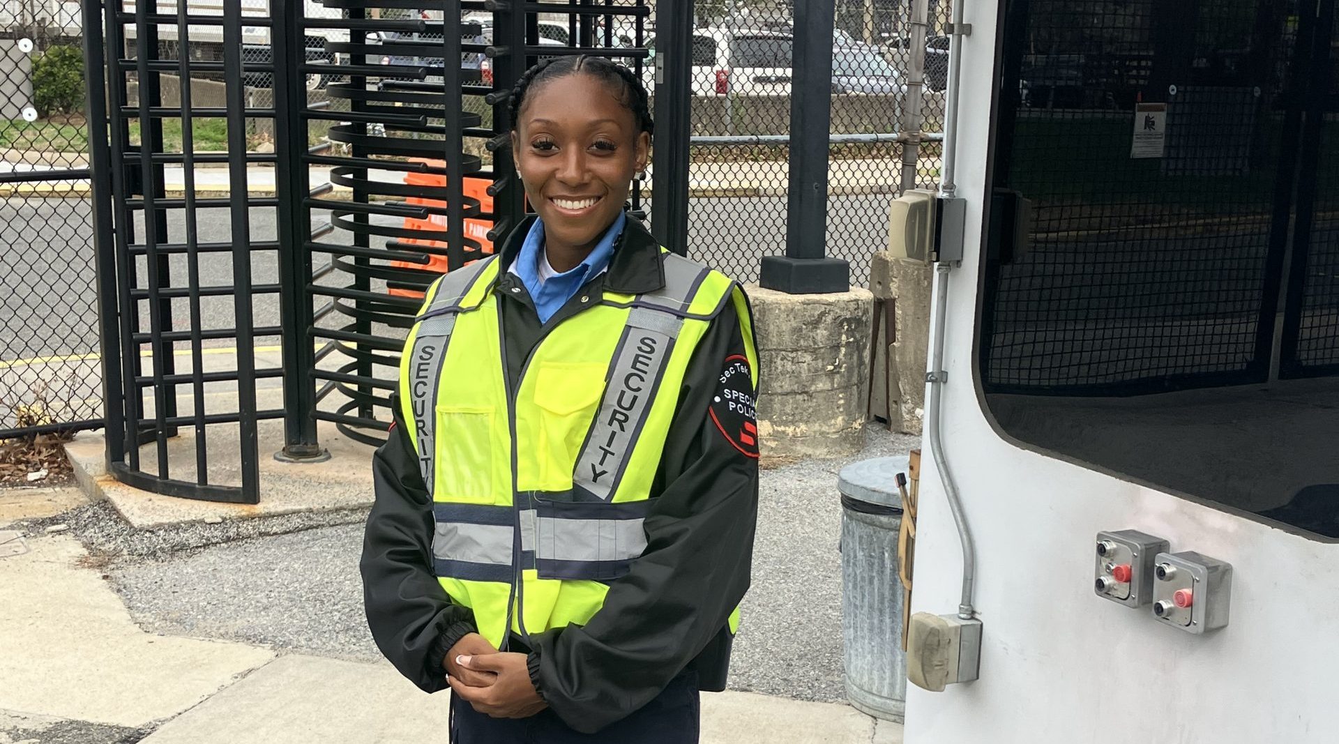 SecTek officer stationed at an exterior vehicle gate